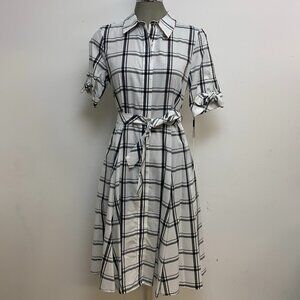 CALVIN KLEIN Elegant Cotton Blend Shirtdress Belted Short Sleeve Size 4